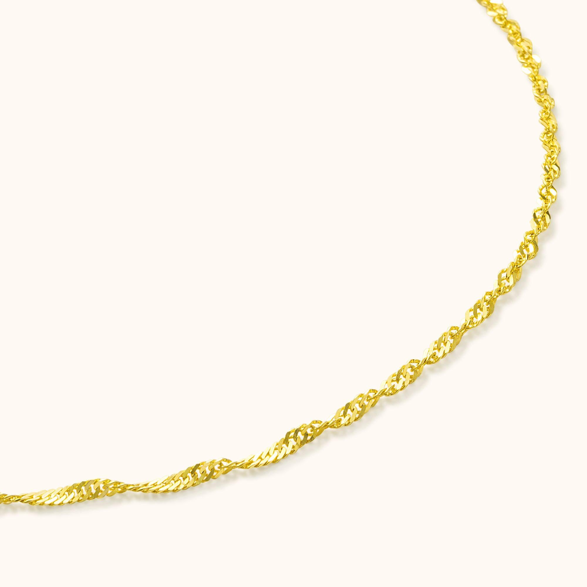 Modern Twisted Rope Link Chain Necklace Solid Gold Minimalist Handmade  14 Karat For Sale