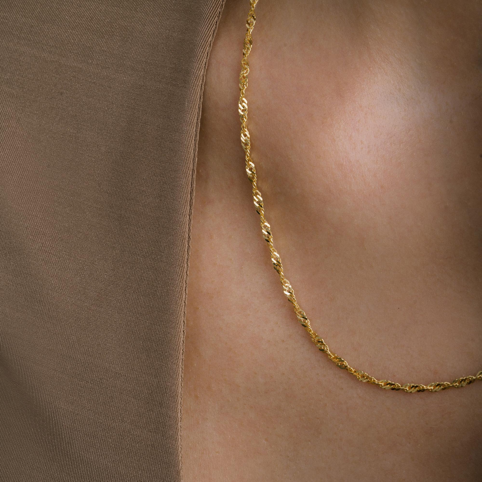 Women's or Men's Twisted Rope Link Chain Necklace Solid Gold Minimalist Handmade  14 Karat For Sale