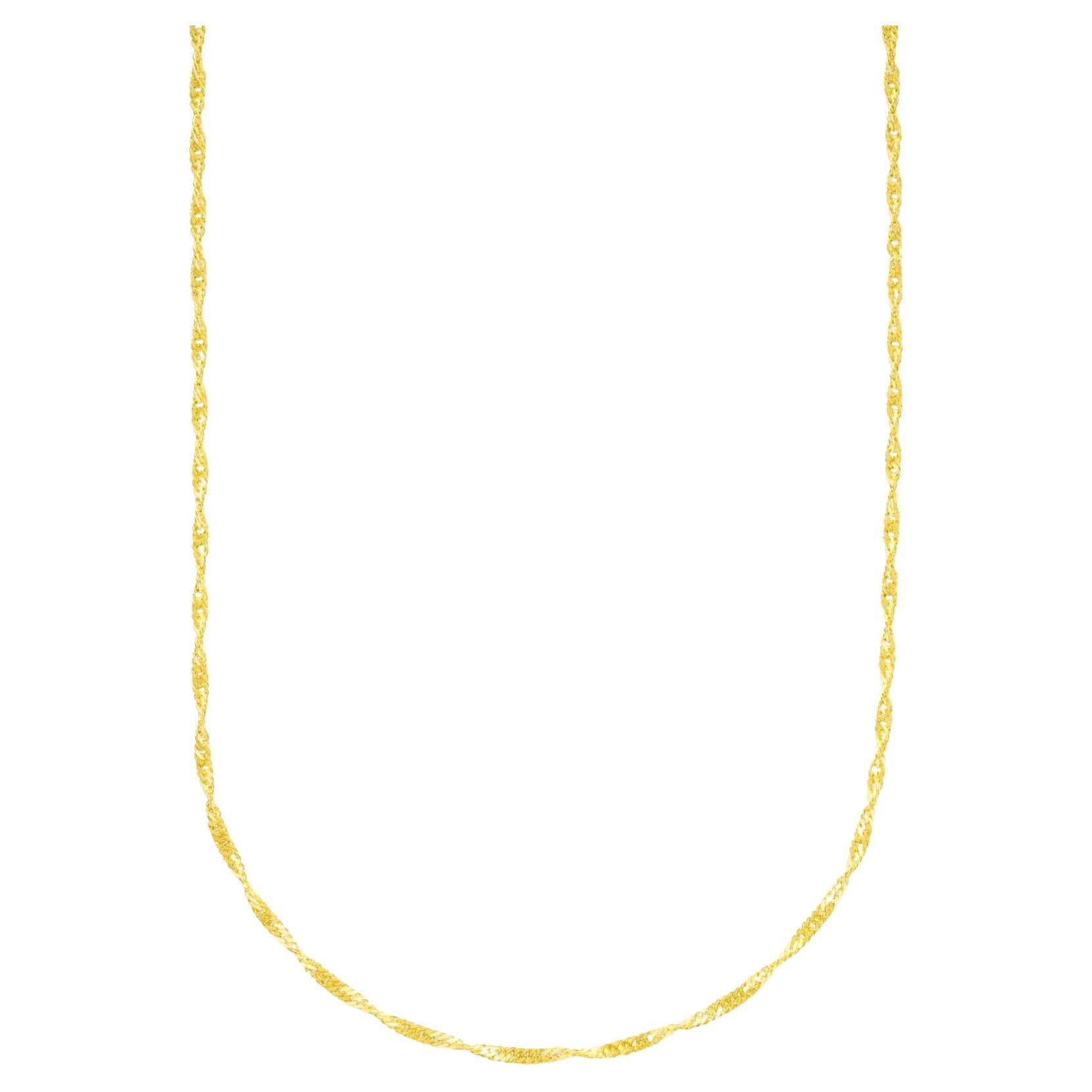 Collar de cadena de eslabones de cuerda retorcida Oro macizo Minimalista Hecho a mano  14 quilates