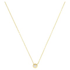 Collier pendentif solitaire minimaliste fait à la main en or massif 14 carats