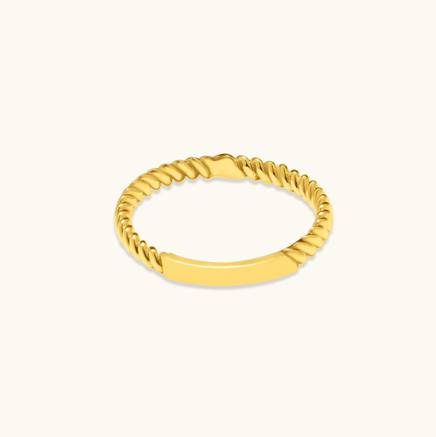 Moderne Bague empilable Thin Twist Rope en or massif minimaliste  14 Karat en vente
