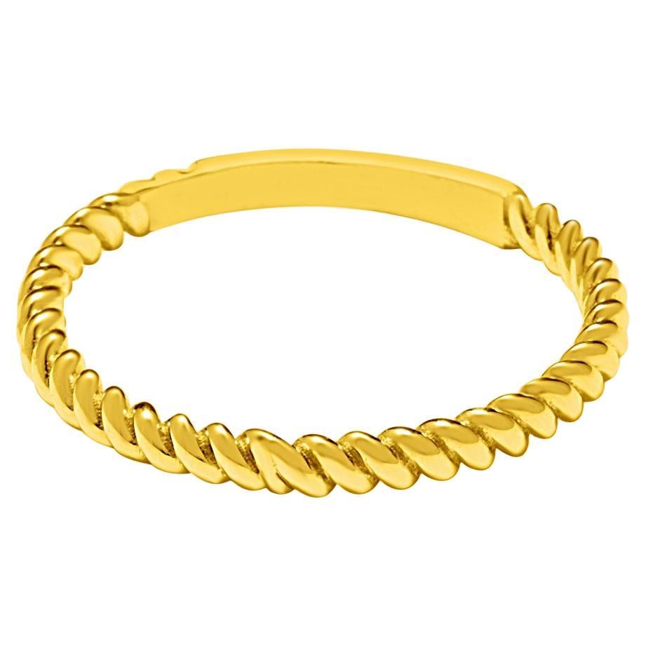 Twist Rope Thin Stackable Ring Solid Gold Minimalist  14 Karat