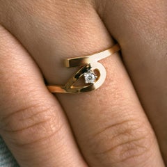 Eye of Horus Zircon Gemstone Stackable Ring Solid Gold Minimalist 14 Karat