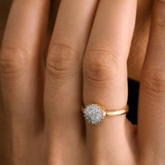 Pavé Circle Disc Zircon Moonlight Stackable Ring Solid Gold Minimalist 14 Karat