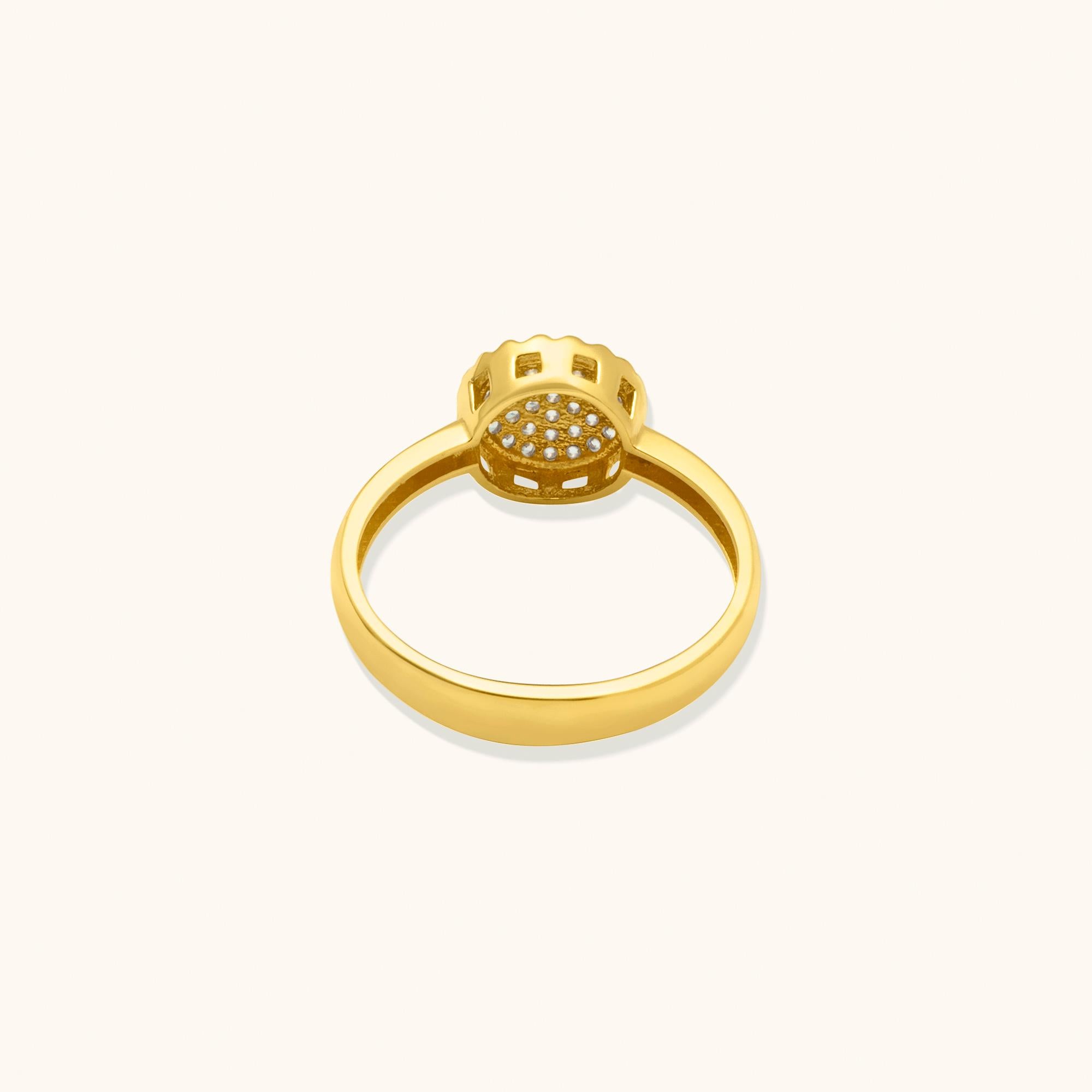 Moderno Pavé Circle Disc Zircon Moonlight Anello impilabile in oro massiccio minimalista 14 carati in vendita