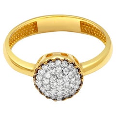 Pavé Kreis Scheibe Zirkon Moonlight Stapelbarer Ring Massiv Gold Minimalistisch 14 Karat