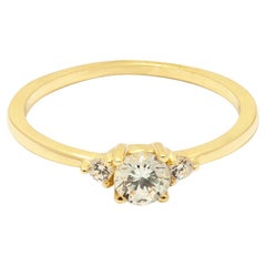 Zirkon Trilogie Edelstein Stapelbarer Ring Massiv Gold Minimalistisch 14 Karat