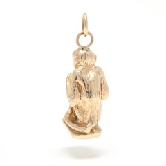 Solid Gold Monkey Charm, 14k Yellow Gold, Heavy Gold