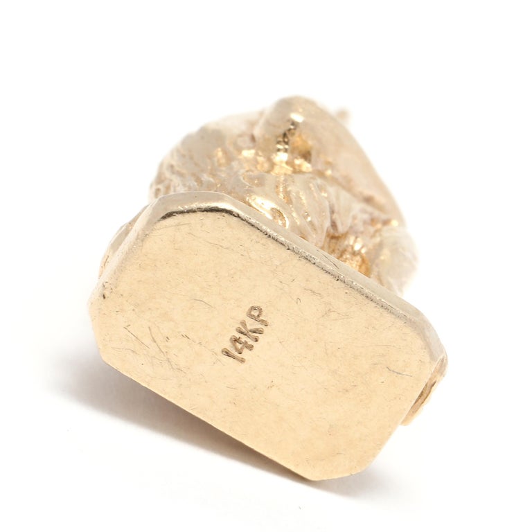 Solid Gold Monkey Charm, 14k Yellow Gold, Heavy Gold For Sale at 1stDibs