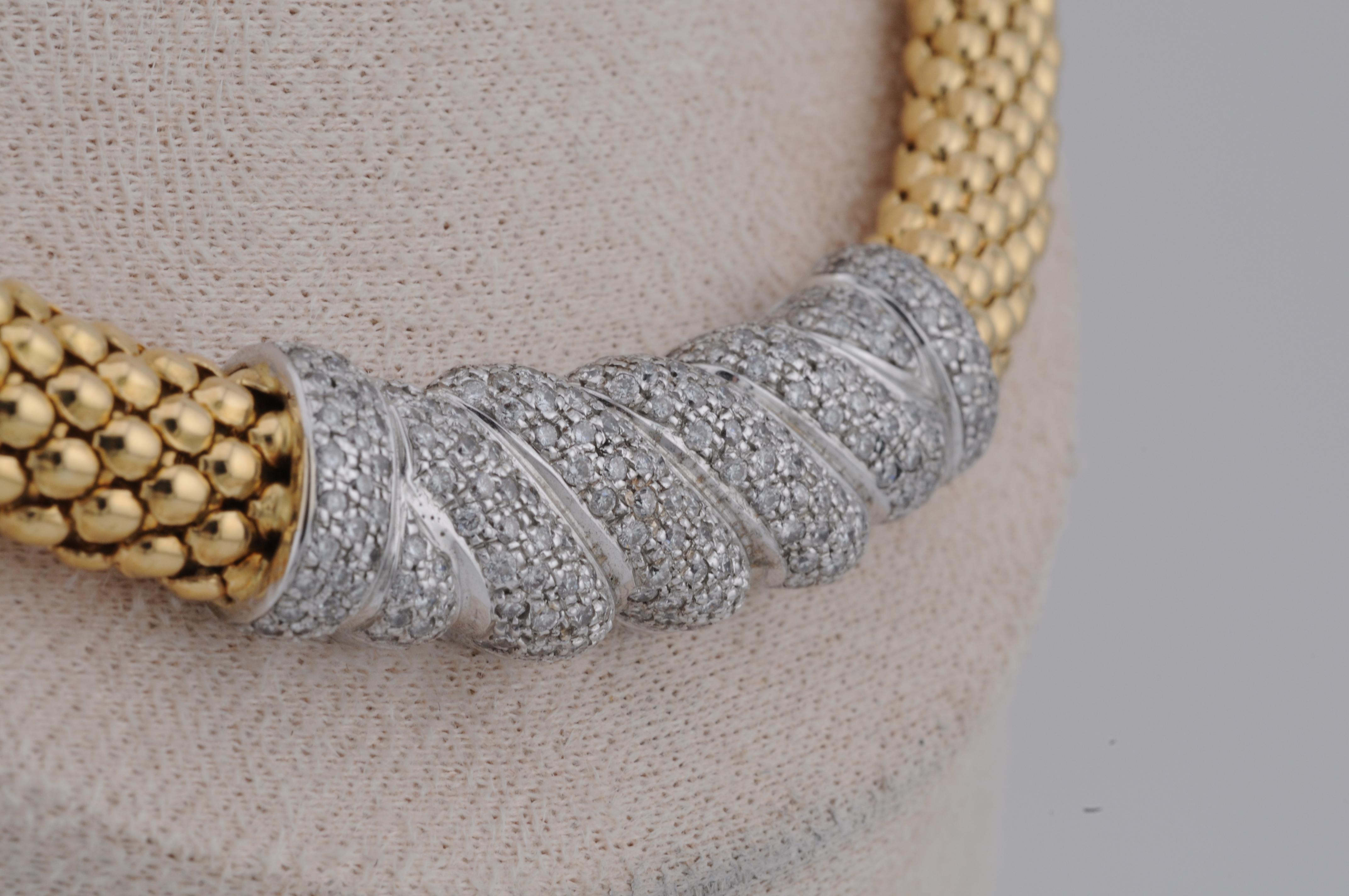 Aesthetic Movement Solid Gold Necklace 18k Yellow Gold with Diamonds For Sale