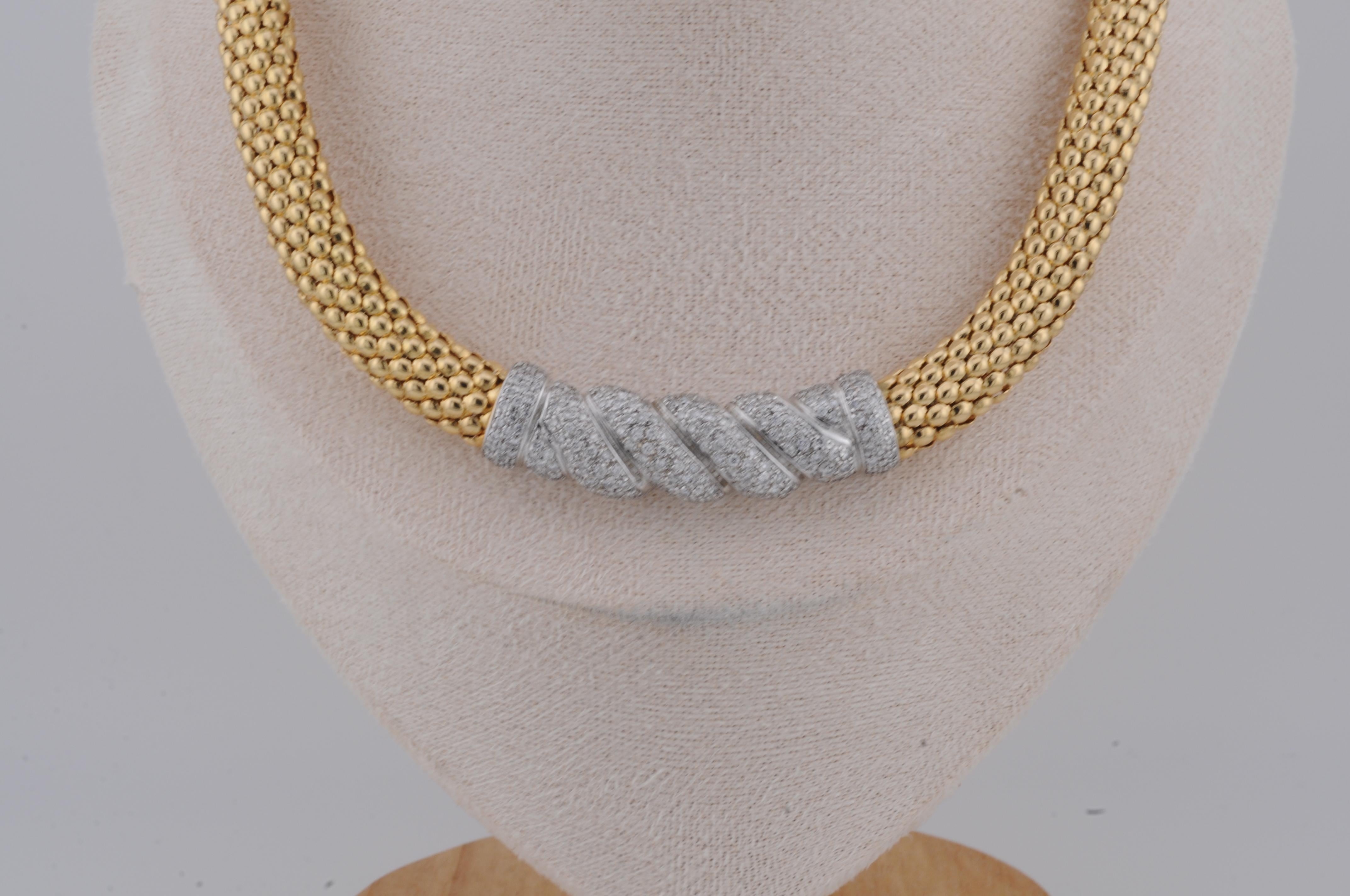 Women's or Men's Solid Gold Necklace 18k Yellow Gold with Diamonds For Sale