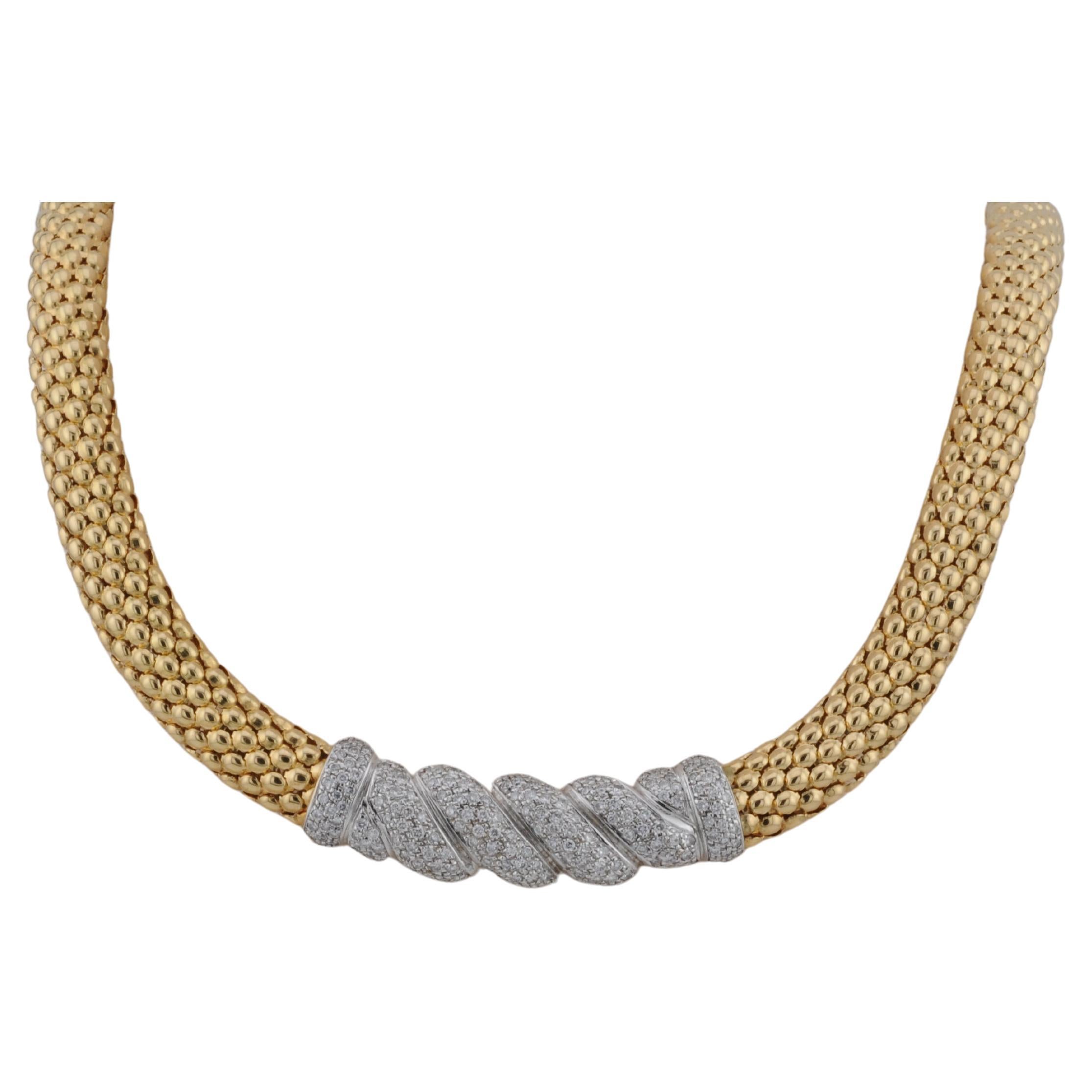 Solid Gold Necklace 18k Yellow Gold with Diamonds For Sale
