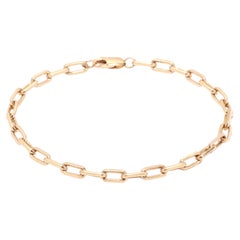 Vintage Solid Gold Paperclip Chain Bracelet, 14KT Yellow Gold