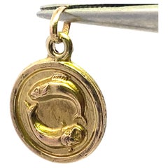 Solid Gold Pisces Zodiac Charm