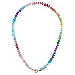 100 Carat Emerald and Rainbow Gemstone Necklace with Sapphire and Moonstone