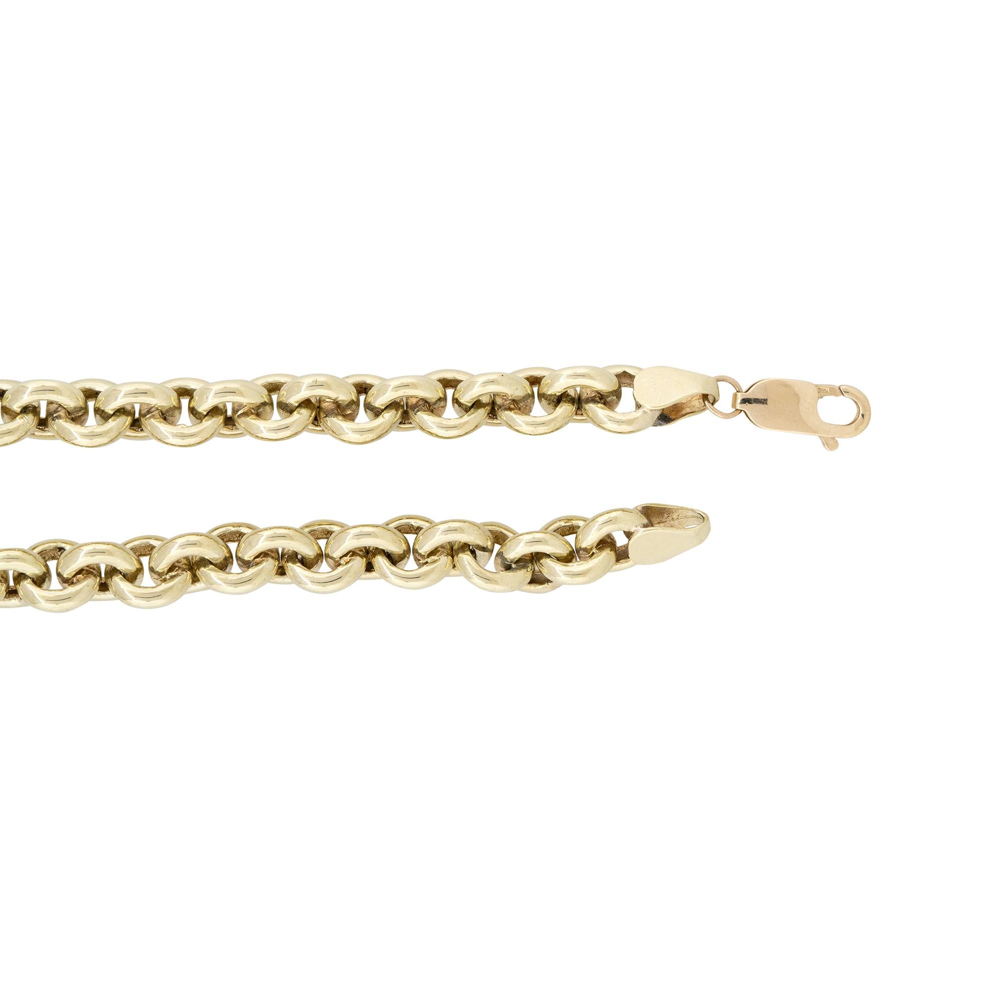 Runde Gliederhalskette aus massivem Gold, 8 mm, 14 Karat Kette, Halskette auf Lager (Moderne) im Angebot