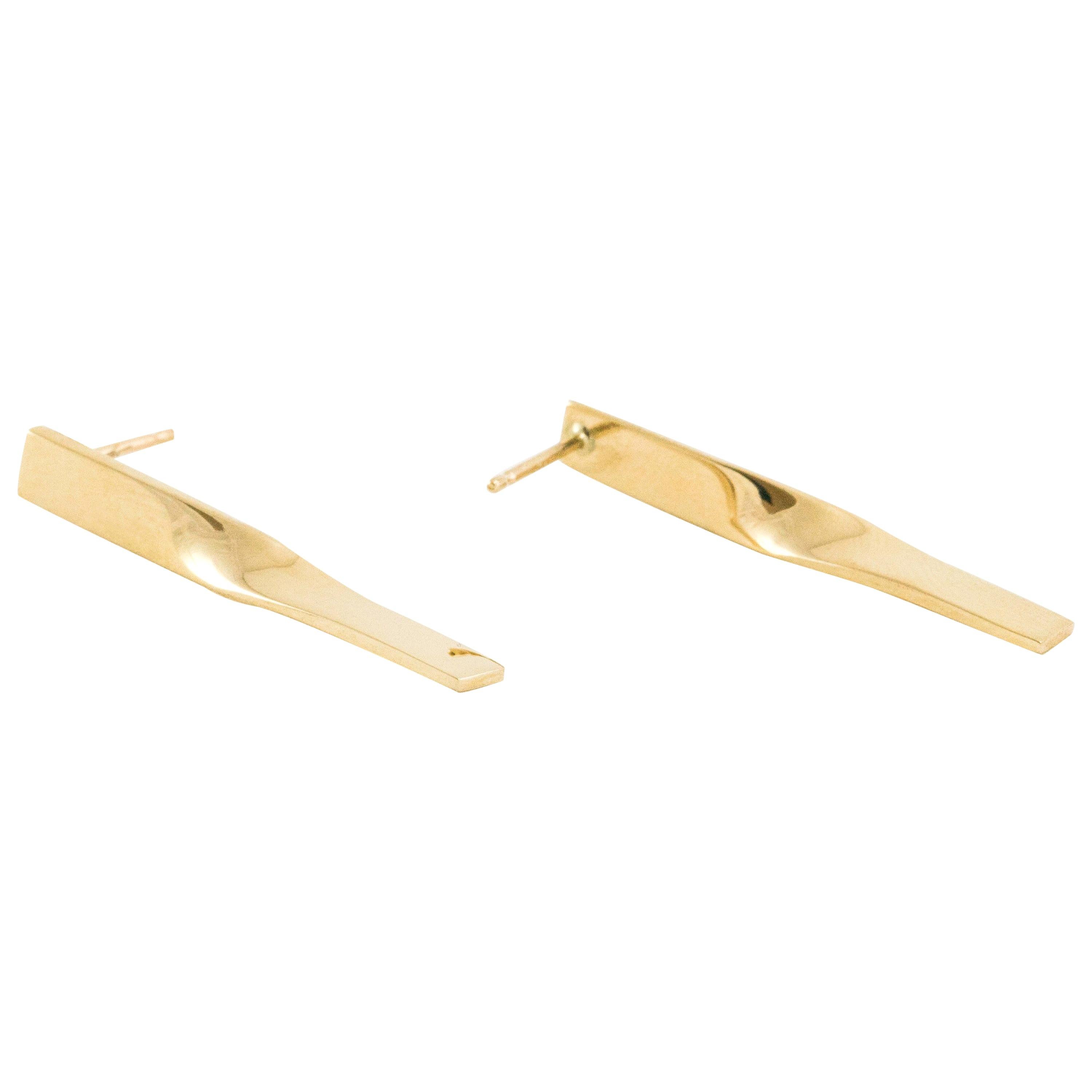 Solid Gold Shift Bar Earrings