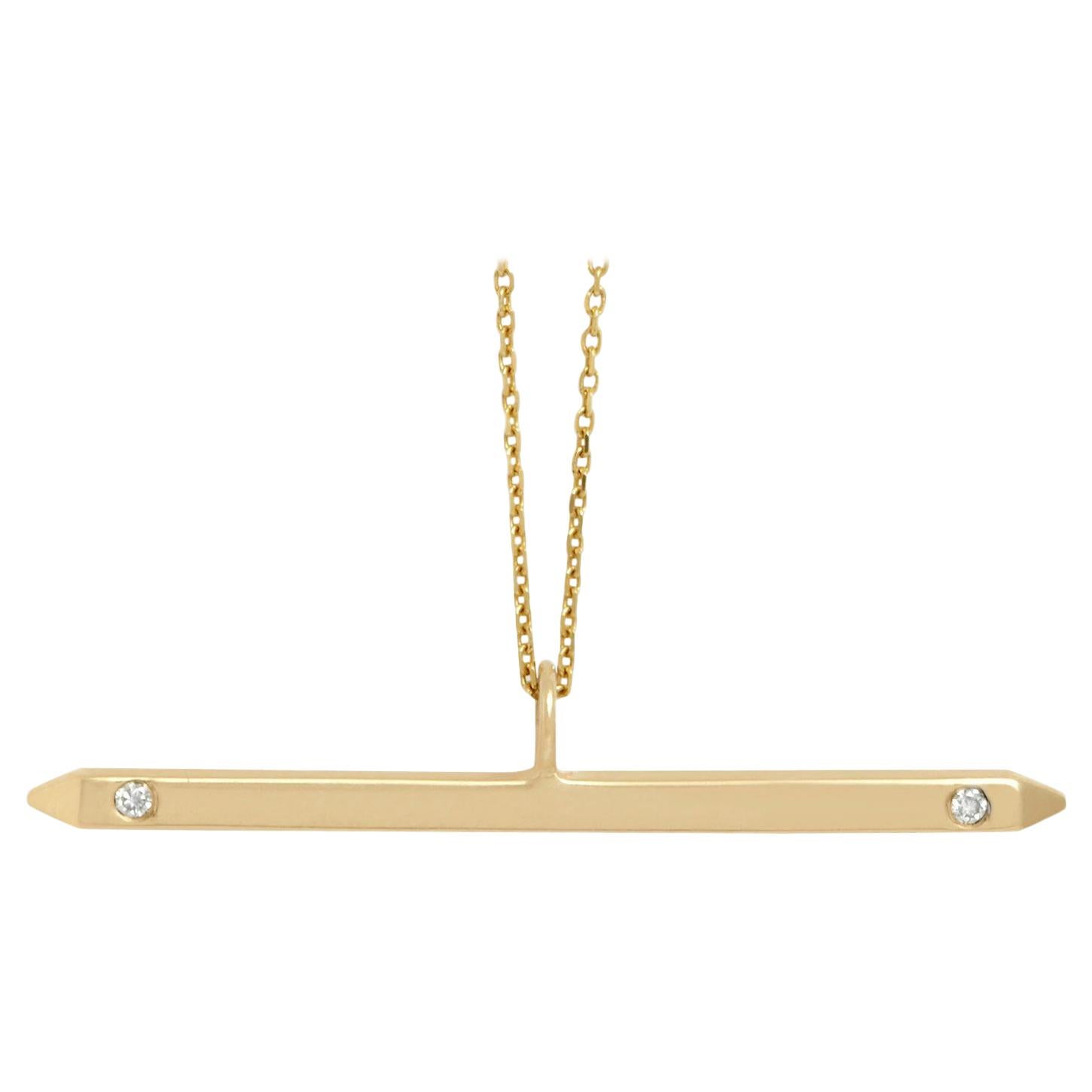 Solid Gold Spear Pendant with White Diamonds by Allison Bryan