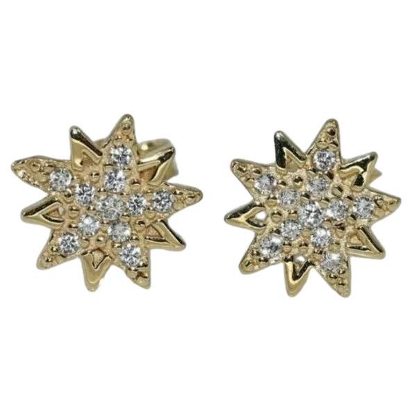 Handgefertigte Ohrstecker aus massivem Gold mit Sternschliff 14K massivem Gold Dainty Star.
