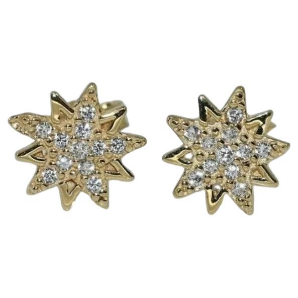 Solid Gold Starburst Earrings 14K Solid Gold Dainty Star Earring Handmade Studs.