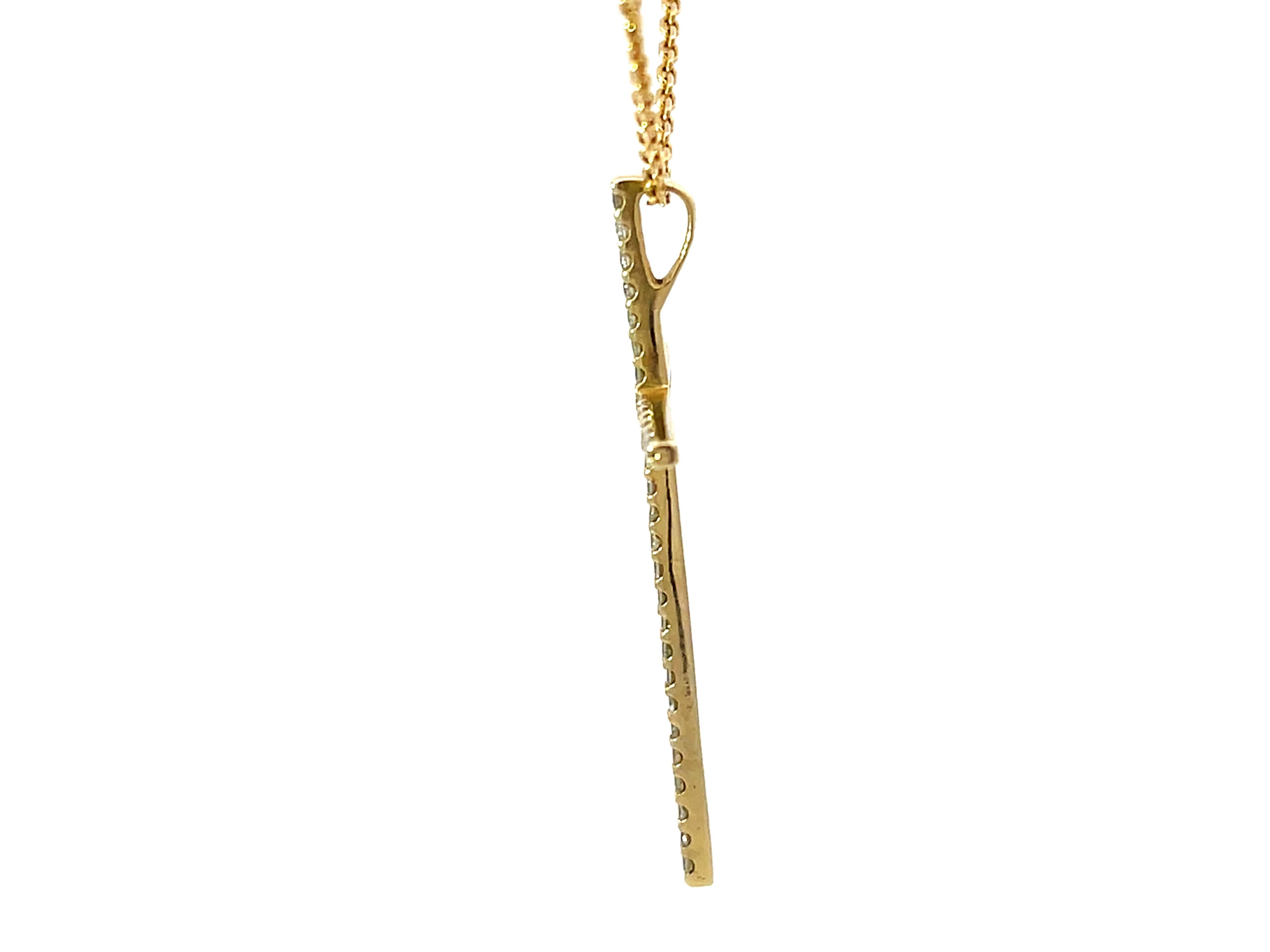 Solide Gold Thin Diamond Cross Halskette Damen
