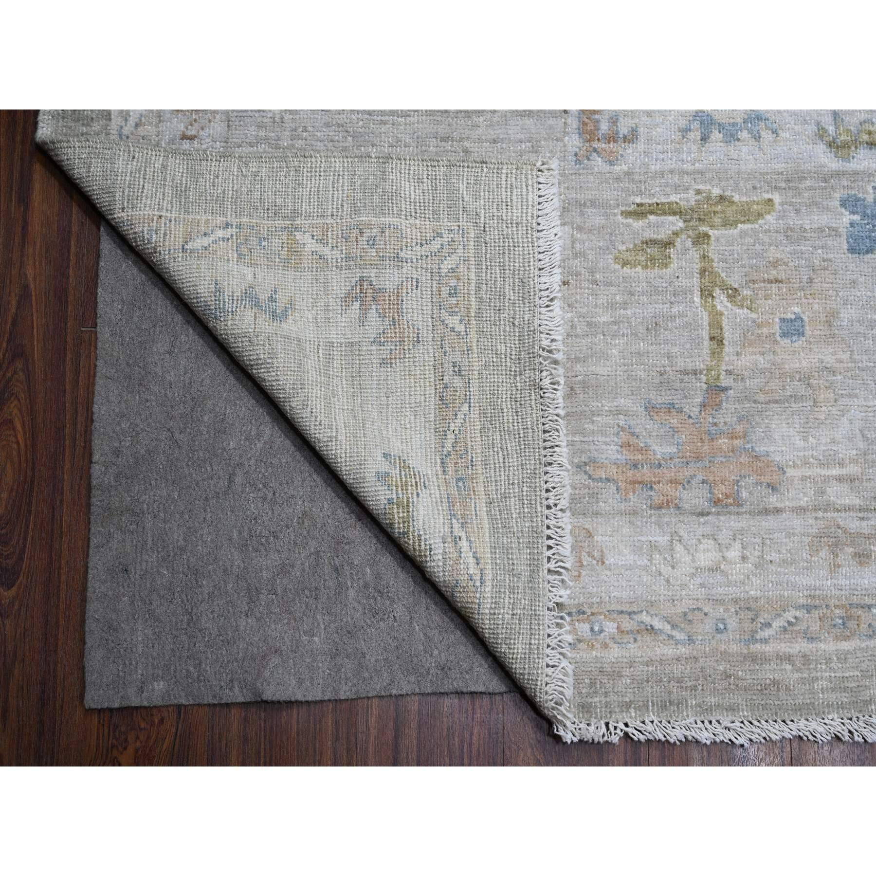 Alfombra Oriental Sólida Gris Anudada a Mano Lana Angora Afgana Oushak XL 12' x 15'10 Anudado a mano en venta