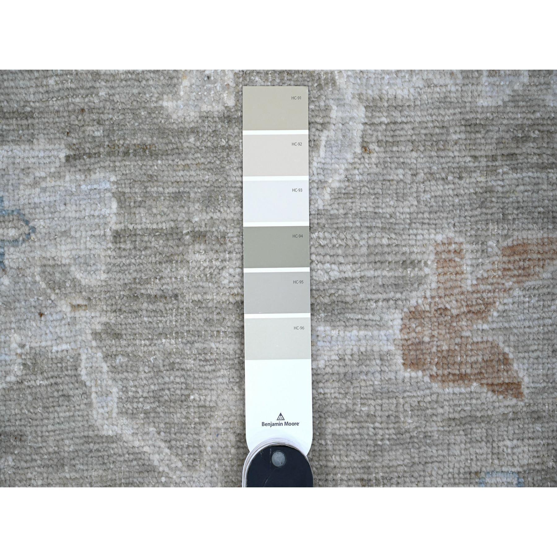Alfombra Oriental Sólida Gris Anudada a Mano Lana Angora Afgana Oushak XL 12' x 15'10 en venta 1