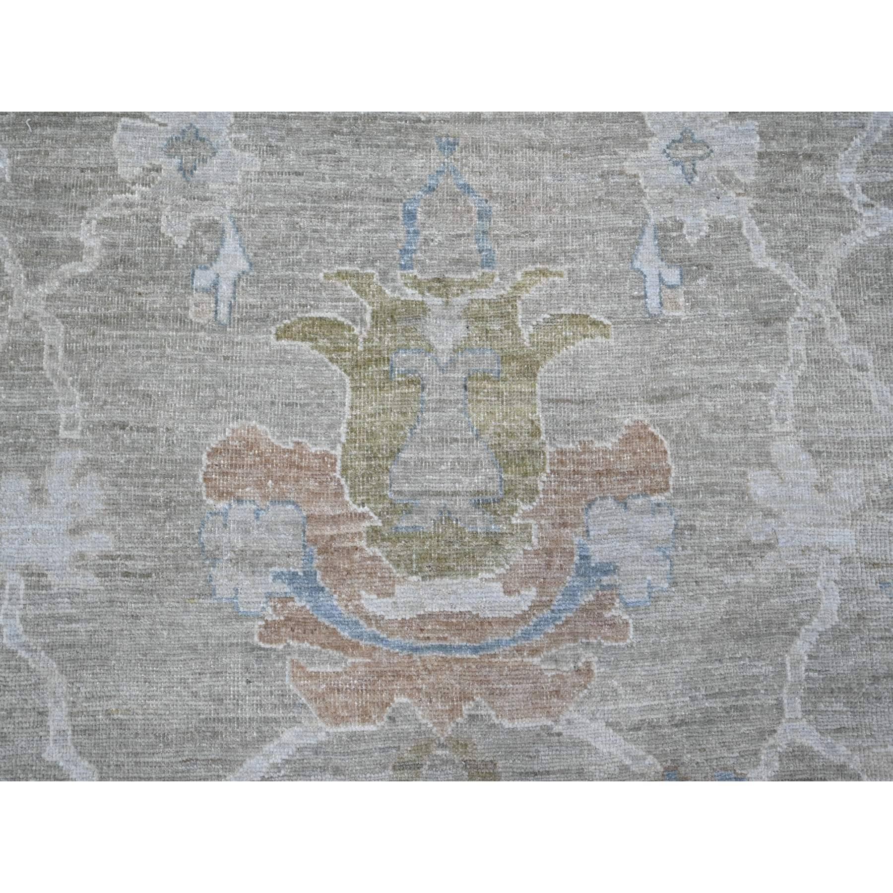 Alfombra Oriental Sólida Gris Anudada a Mano Lana Angora Afgana Oushak XL 12' x 15'10 en venta 2
