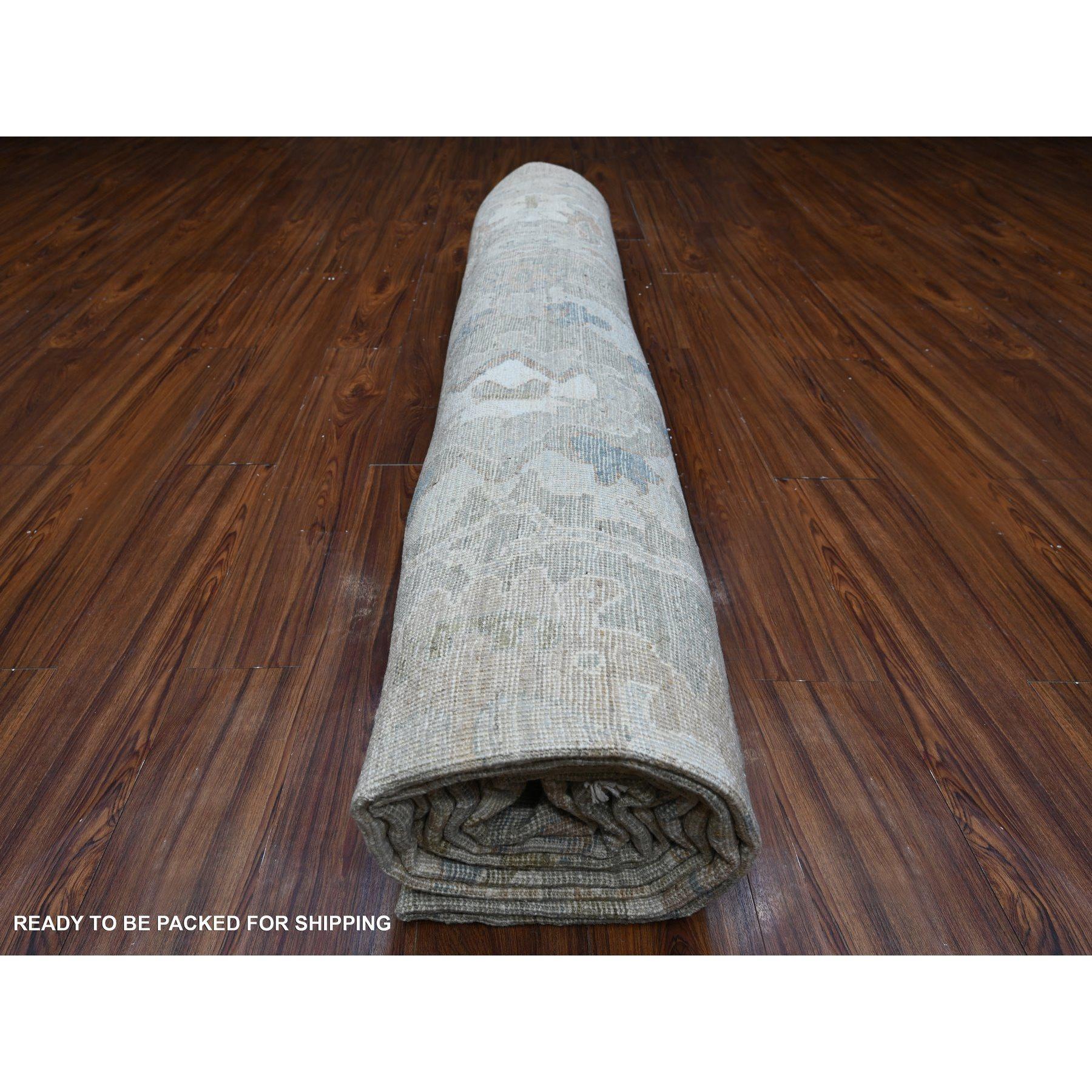 Alfombra Oriental Sólida Gris Anudada a Mano Lana Angora Afgana Oushak XL 12' x 15'10 en venta 3
