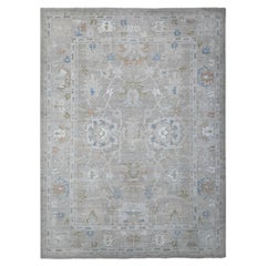 Solid Gray Hand Knotted Wool Afghan Angora Oushak XL Oriental Rug 12' x 15'10"