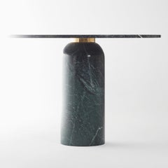 solid Green Macael marble, round dining table with brass detail, Roser