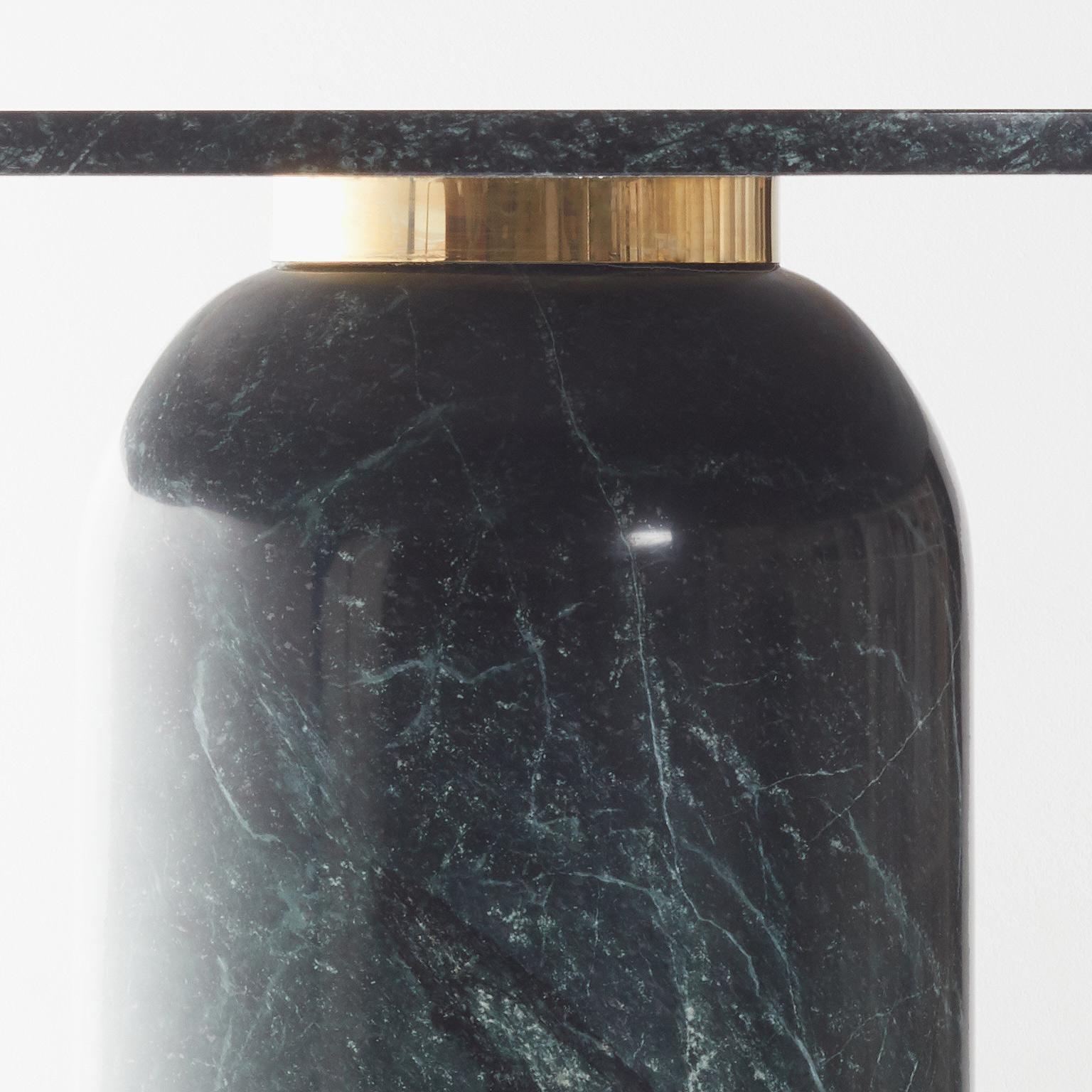mármol macizo Macael Verde, mesa de comedor redonda con detalle de latón, Roser Pulido en venta