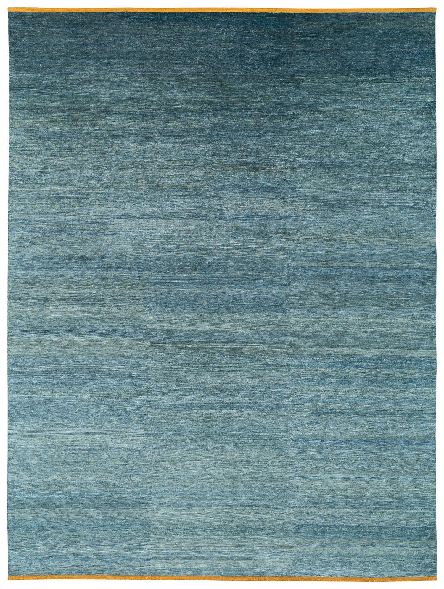 Seda de nudo fino de tinte natural verde sólido con paneles finales dorados de Joseph Carini en venta 7