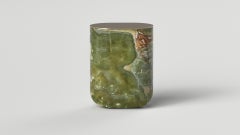 Solid Green Onyx & Brass Side table by Arthur Vallin