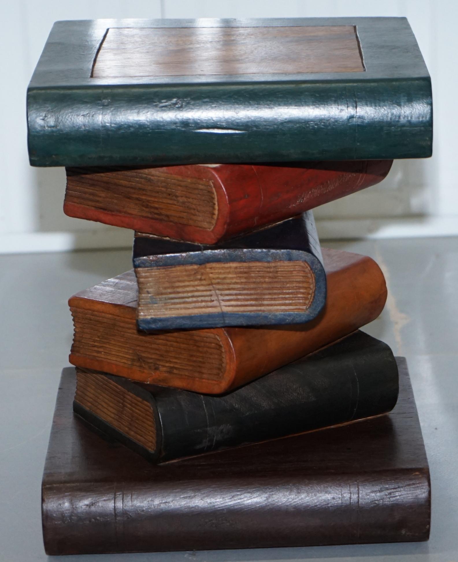stacked books table lamp