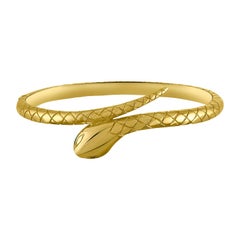 Solid Handmade 18 Karat Yellow Gold Hinged Snake Bangle