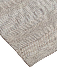 One-of-a-Kind Solid Wool Viscose Blend Hand Loomed Area Rug, Oat, 9' 4 x 14' 1