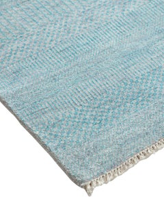 One-of-a-Kind Solid Wool Viscose Blend Hand Loomed Area Rug, Mist, 7' 11 x 9' 11