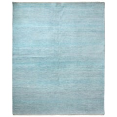 One-of-a-Kind Solid Wool Viscose Blend Hand Loomed Area Rug, Mist, 7
 11 x 9
 11