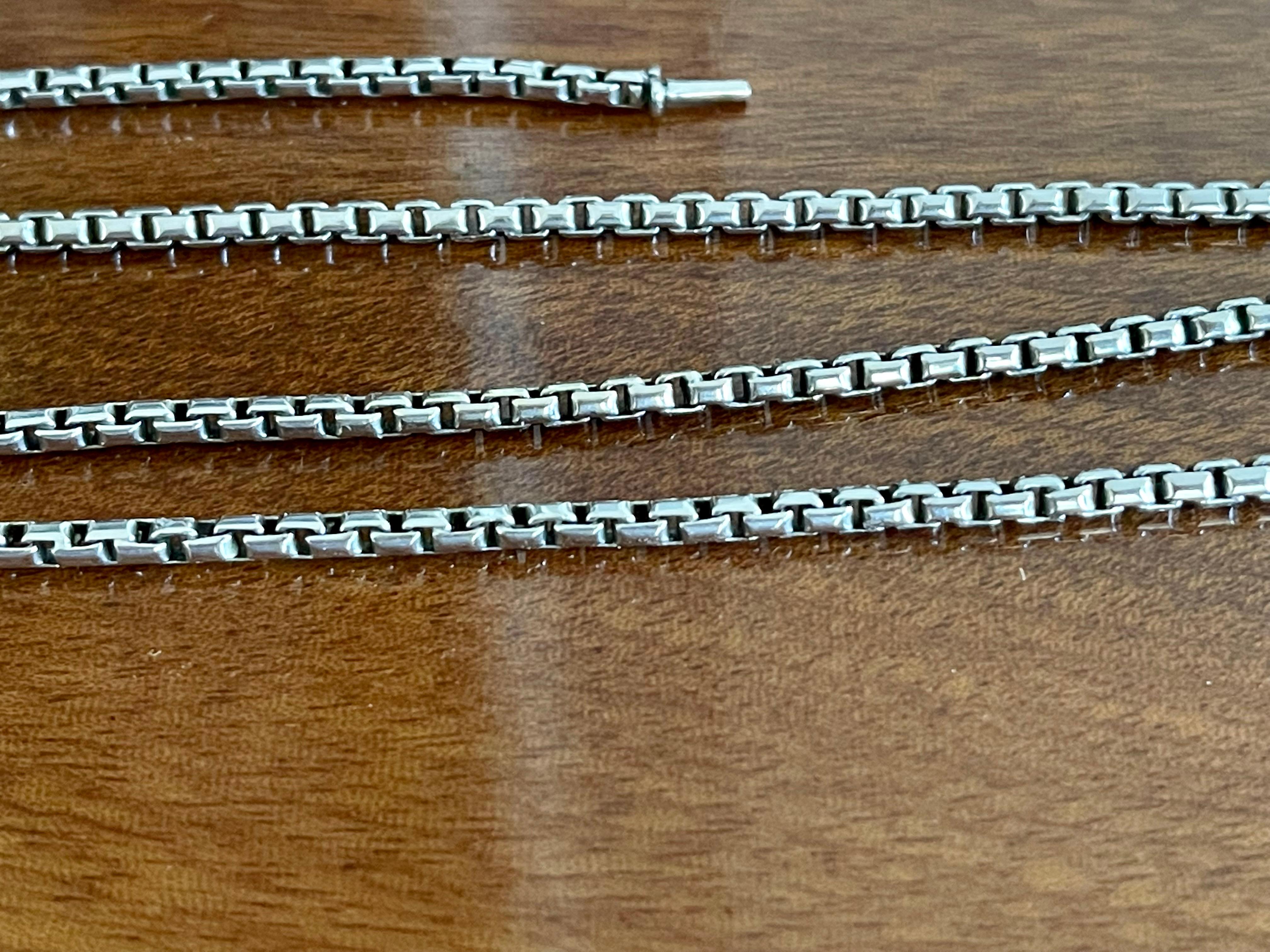 Women's or Men's Solid Handmade Vintage 18 K White Gold Long Chain
