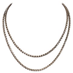 Solid Handmade Vintage 18 K White Gold Long Chain