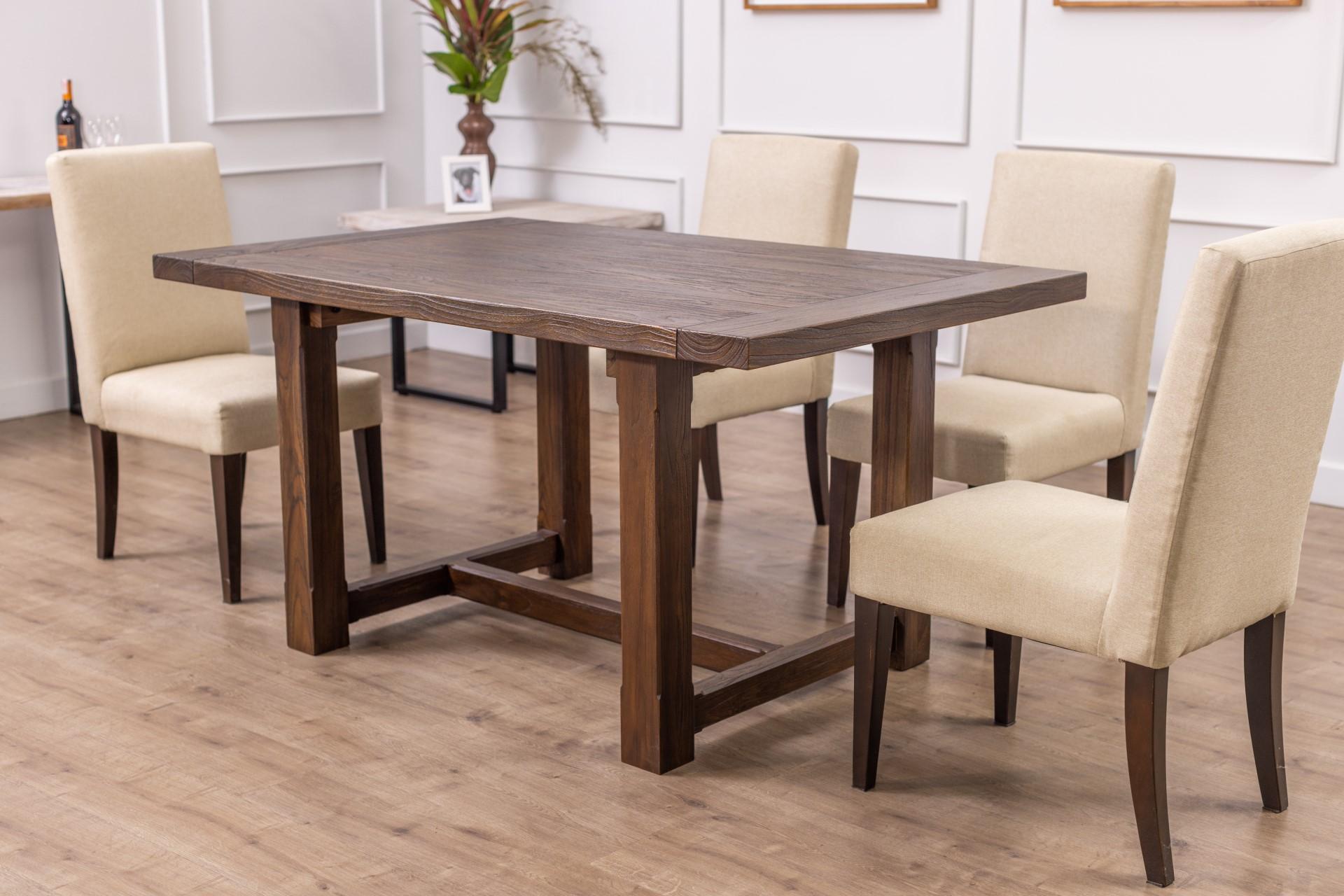 The charm of this table brings a modern sense of rural retreat into your home. A beautifully crafted solid wood top crowns a wood beam base that highlights artisan joinery techniques. It reflects the true craftsmanship of furniture making with a