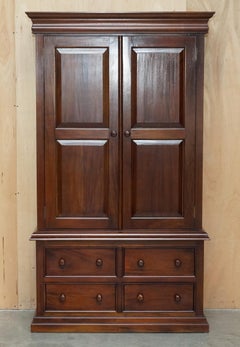 SOLID HARDWOOD TWO DOOR DOUBLE WARDROBE WiTH FOUR DRAWER FOLDED CLOTHES BASE