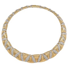 Solid Heavy 18 Karat Gold 15.0 Carat Diamond Choker Necklace