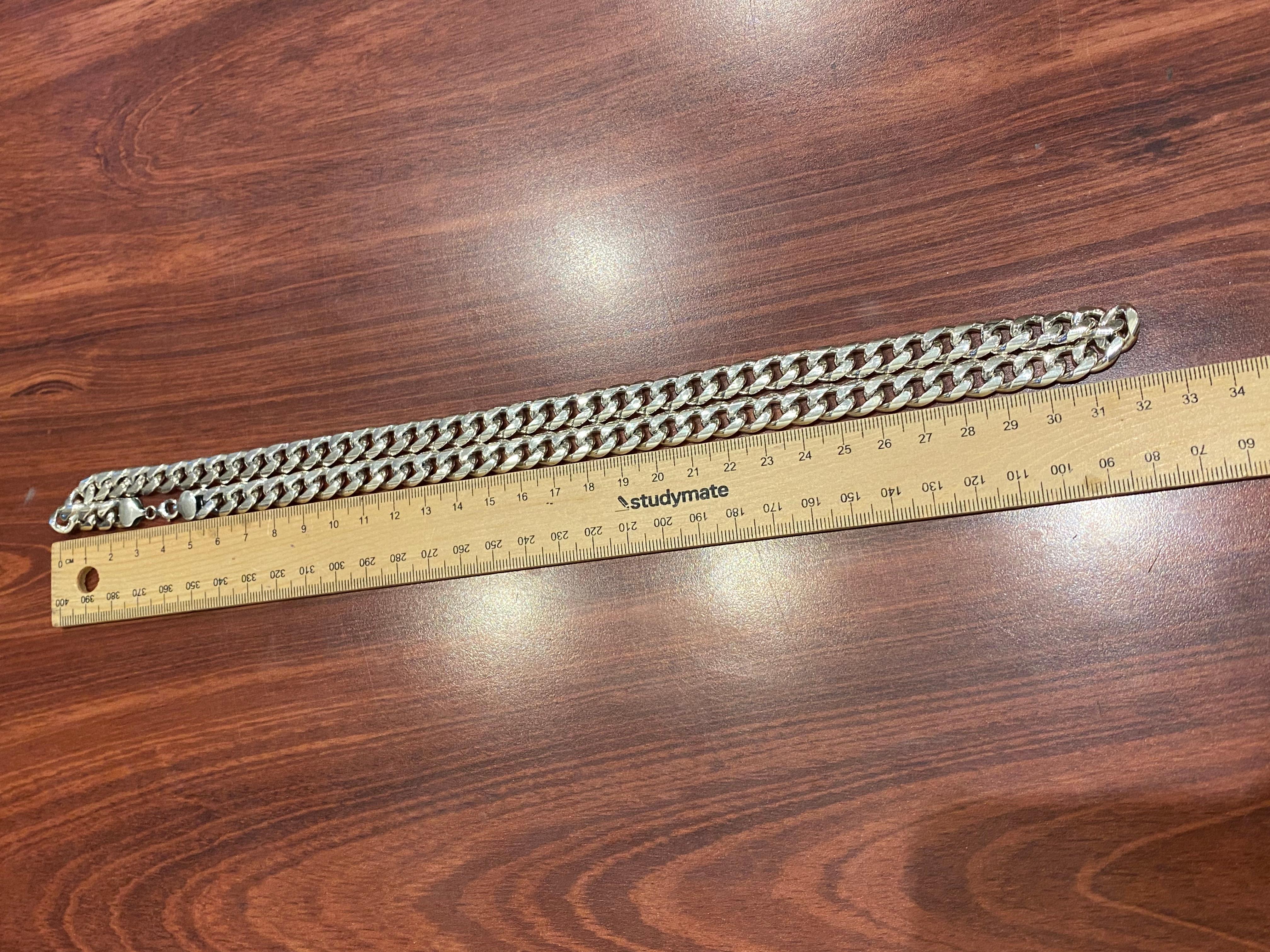Solid & Heavy 925 Sterling Silver Curb Link Mens' Chain Necklace, 123gr. 64.5cm. For Sale 6