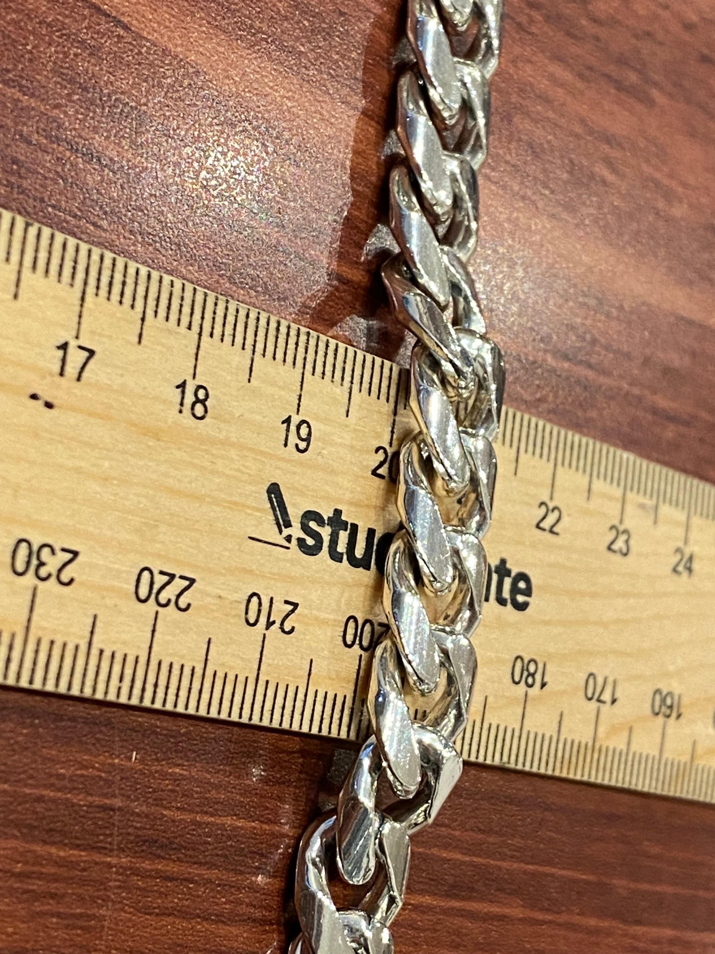 Solid & Heavy 925 Sterling Silver Curb Link Mens' Chain Necklace, 123gr. 64.5cm. For Sale 4