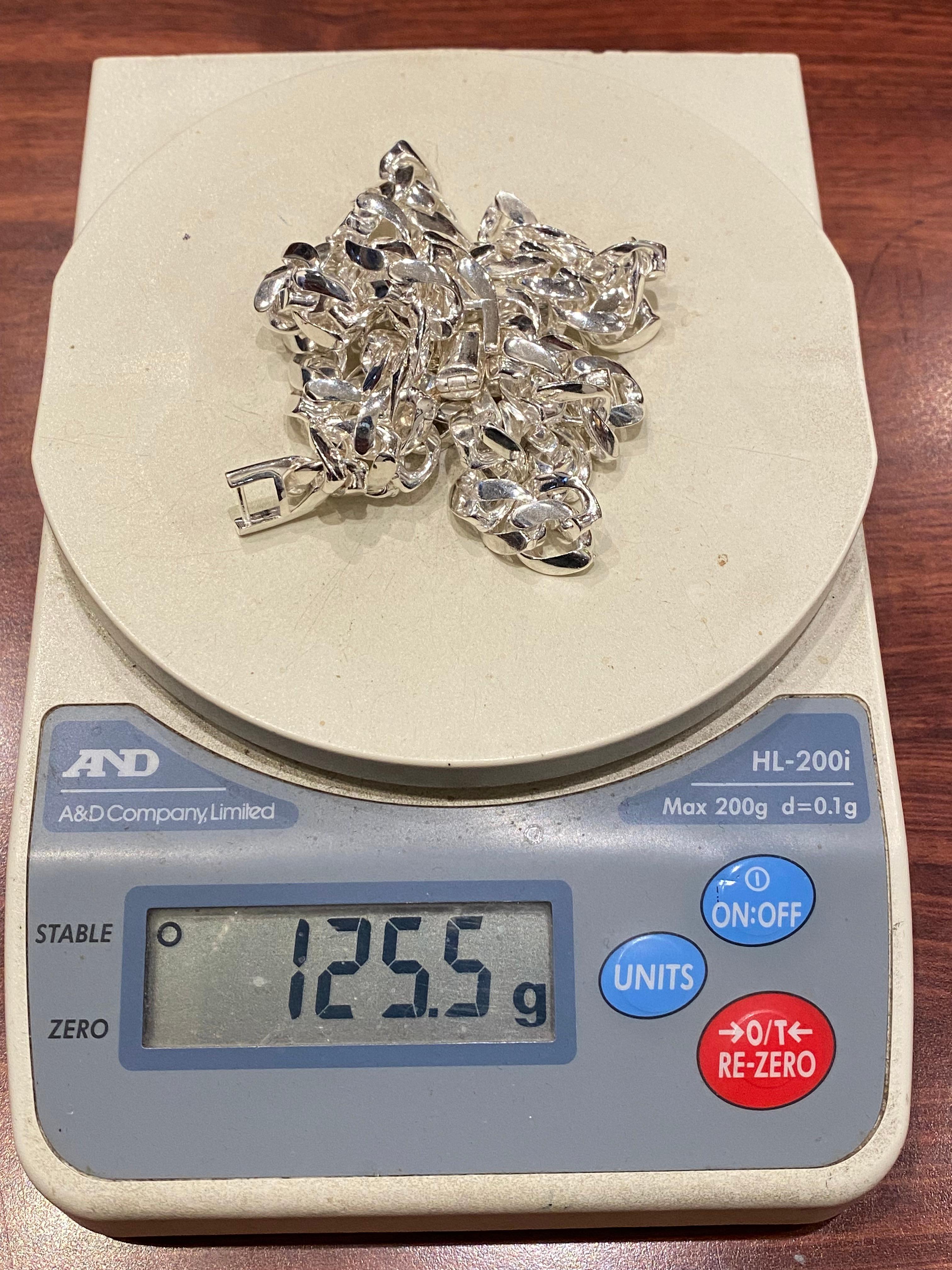 Collana a catena da uomo in argento 925 massiccio e pesante, 126 gr, 58,5 cm. in vendita 6