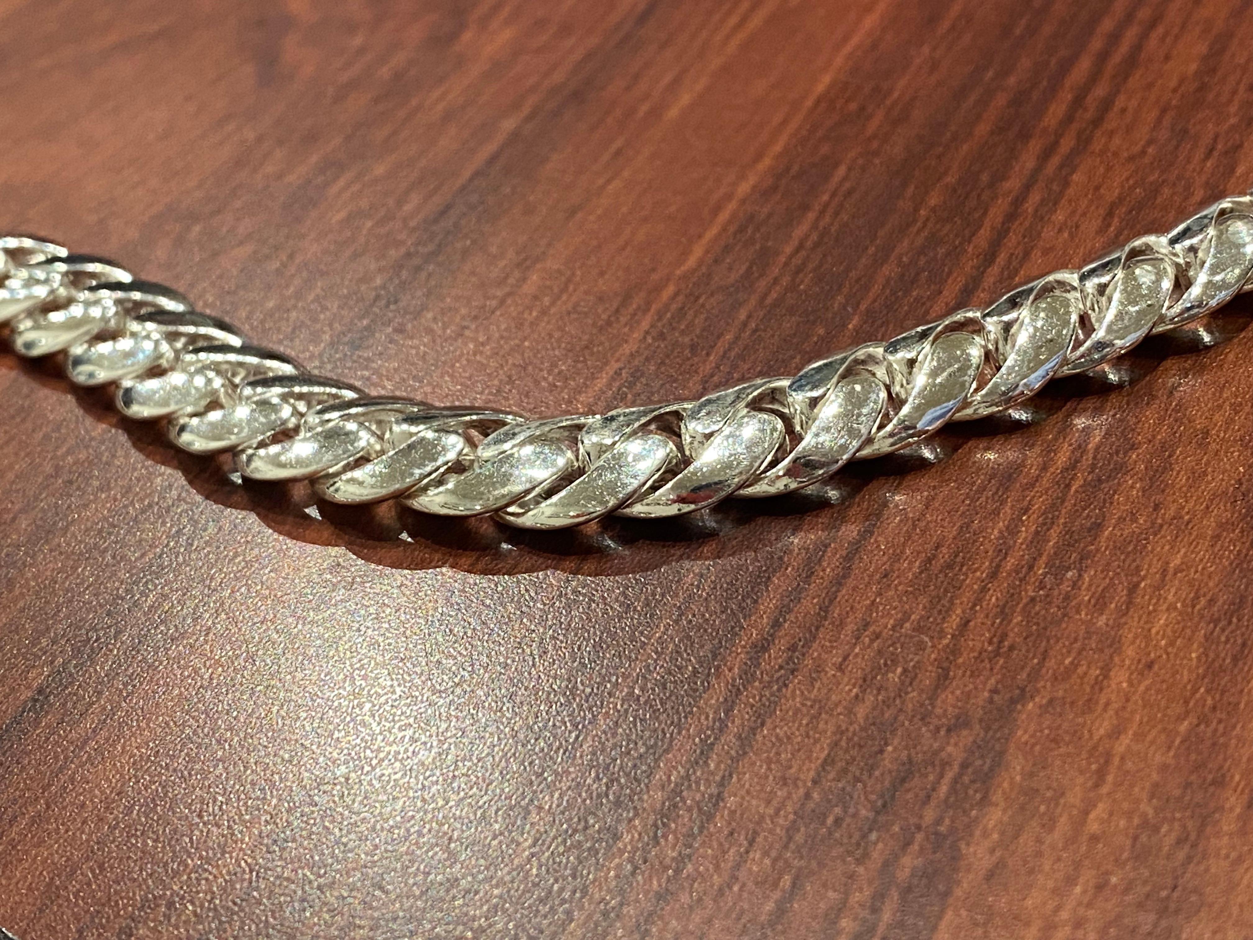 Collana a catena da uomo in argento 925 massiccio e pesante, 126 gr, 58,5 cm. in vendita 1