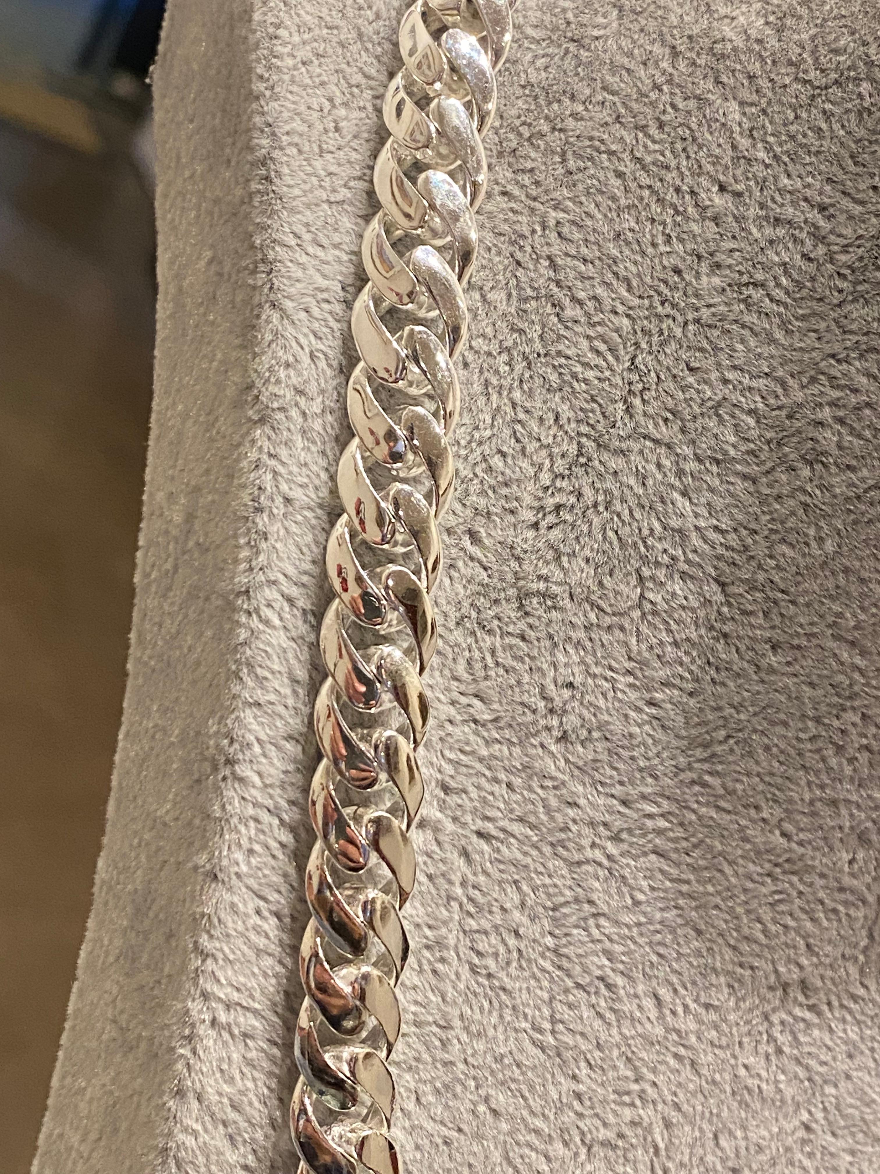 Collana a catena da uomo in argento 925 massiccio e pesante, 126 gr, 58,5 cm. in vendita 3