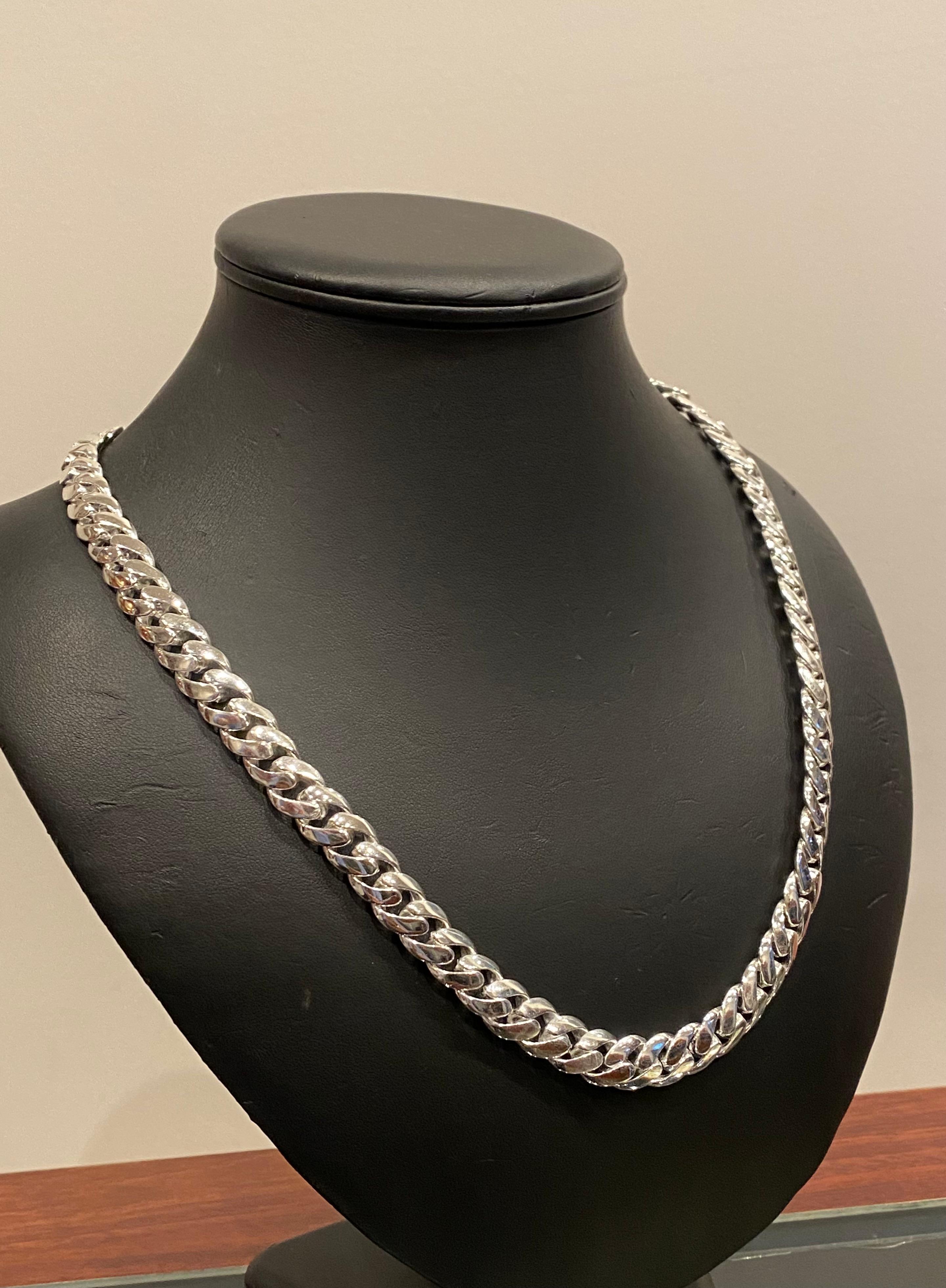 Collana a catena da uomo in argento 925 massiccio e pesante, 126 gr, 58,5 cm. in vendita 5